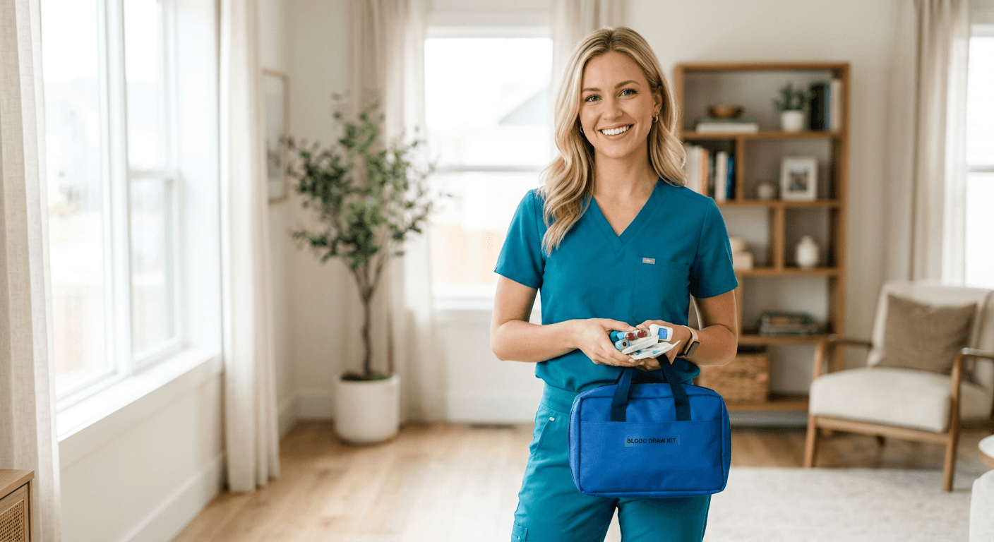 Speedy Sticks phlebotomist ready for a home visit — ongoing chronic care blood draws