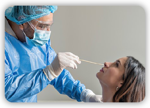 woman receiving covid test